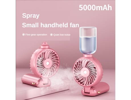 Ventilador de mano portátil con pulverizador plegable USB recargable 5000mAh BDL23 Rosa