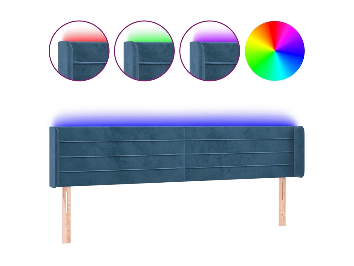 Maison Exclusive - Cabecero Con Led De Terciopelo Azul Oscuro 183x16x78/88 Cm