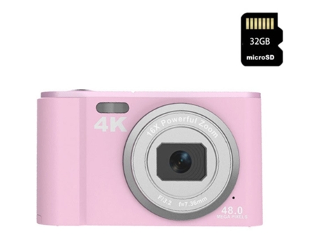 Cámara Digital Infantil Compacta Dc303 4K 48Mp con Enfoque Automático Zoom 16X 2 Pantalla de 8 Pulgadas 32G-Rosa VIGA EUROPE