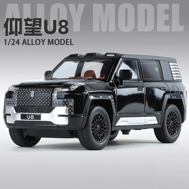 (preto) Miniatura De Carro Em Metal Fundido Na Escala 1:24 Com Efeitos Sonoros E Luminosos.