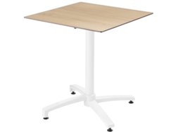Mesa de jardín cuadrada 70 x 70 cm con pata inclinable HPL blanca