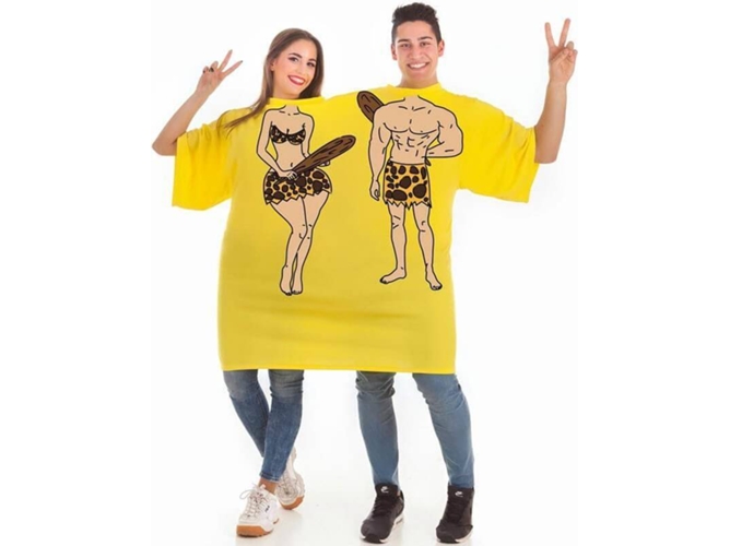 Disfraz Unisex DISFRAZZES Camiseta Disfraz Doble Trogloditas (Talla: Talla Universal)