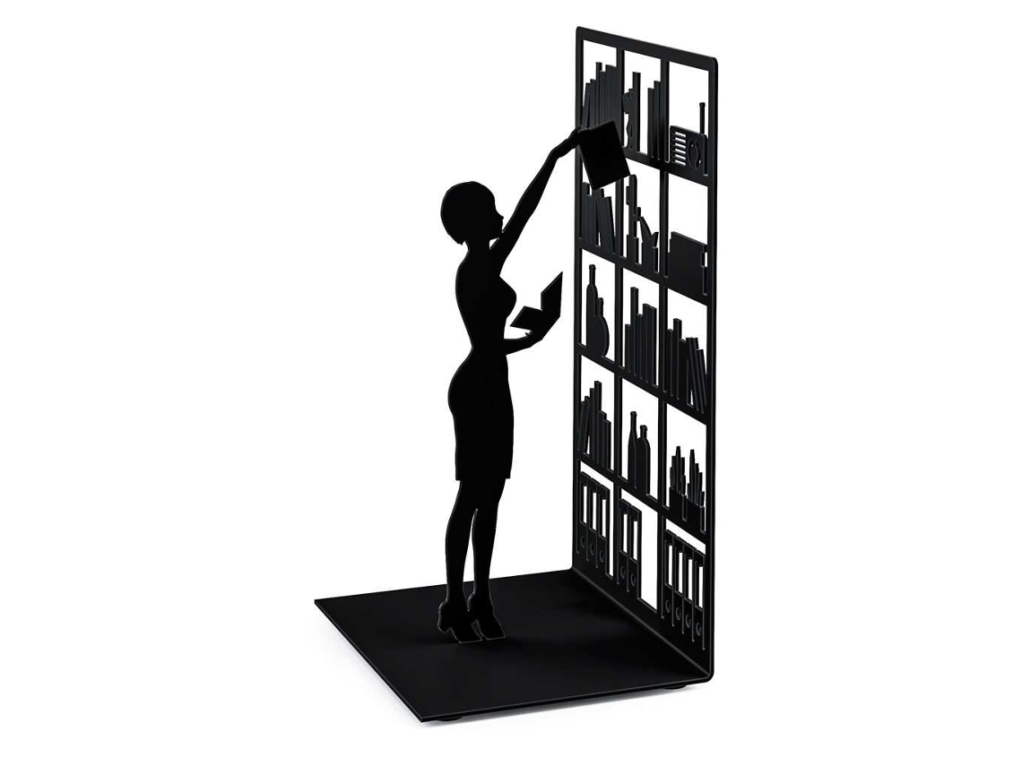 Balvi Bookend una biblioteca Preto