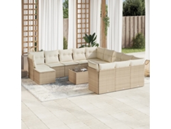 Conjunto de 13 sofás de jardín con cojines de mimbre beige de DKD Home Decor