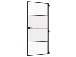 Puerta interior VIDA XL delgada negra vidrio y aluminio (93x201,5 cm)