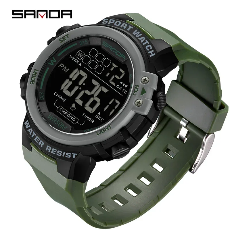 Reloj Deportivo Multifuncional Para Hombre (verde) Con Alarma, Cronógrafo Y Resistencia Al Agua De 5 Bares.