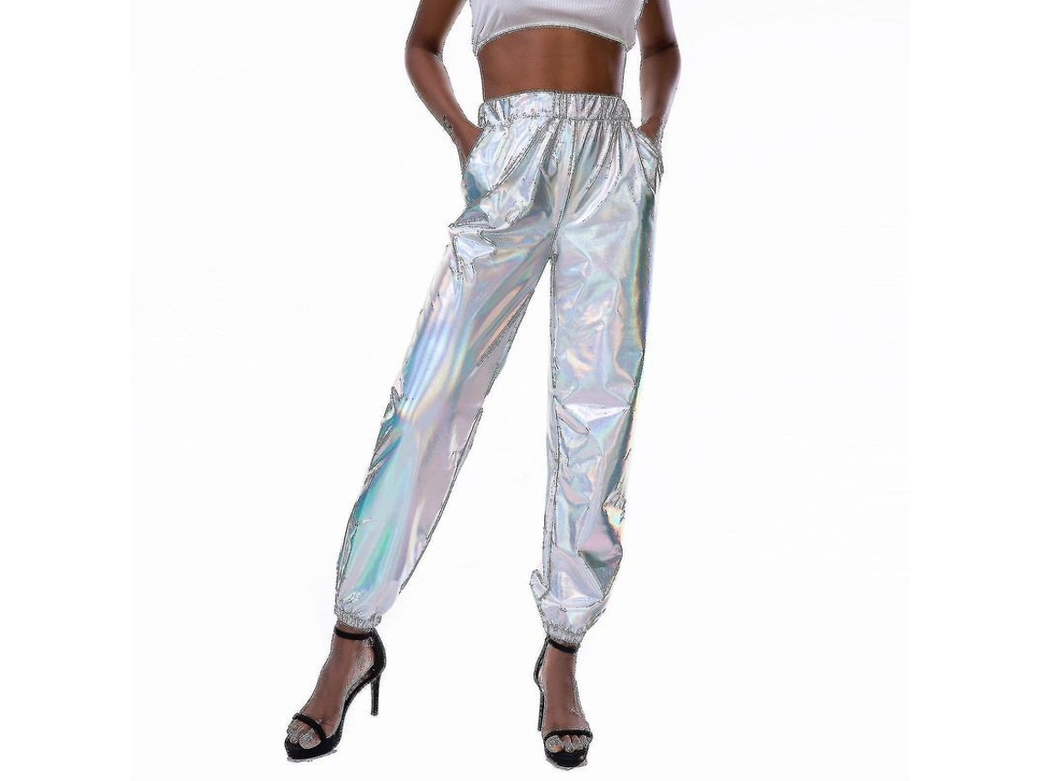 2026-pantalones Casual Holográficos De Moda Para Mujer Streetwear Brillantes Cool Para Club