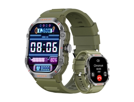 Reloj inteligente CHRONUS HK24 con pantalla táctil de 2,01 pulgadas y llamada Bluetooth, color verde
