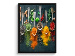 Póster Enmarcado Hierbas - Especias - Cucharas 60x80 Cm