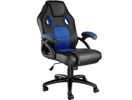 Silla De Oficina Mike Racing TECTAKE (Negro/Azul - Cuero Sintético - 68 X 69 X 114,5 cm)