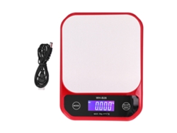 Balanza de cocina recargable por USB e impermeable de 5 kg/0,1 g, color rojo.