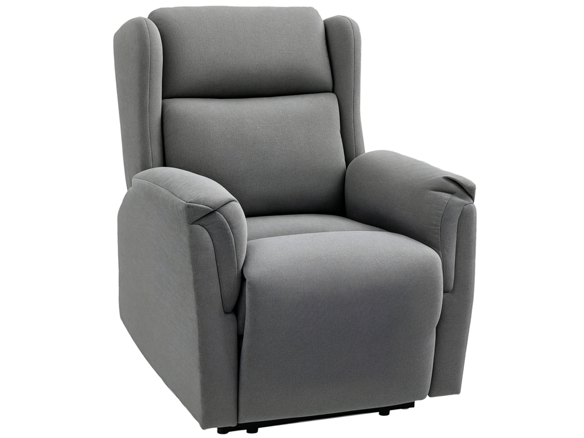 Sillón reclinable con reposapiés de 160° en tela gris oscuro.