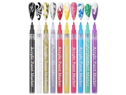 Conjunto de 10 lápis de Nail Art de diferentes núcleos de secagem rápida à prova d'água para desenho Pontos Linhas e Padrões
