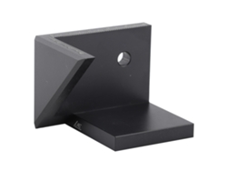 Herramienta de carpintería para trazar una línea central en ángulo de 45 grados en aluminio negro.