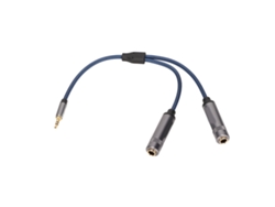 Cabo Splitter 3.5mm Macho Trs Para 2 X 6.35mm Fêmea Ts Y, 0.3m/1ft, Azul, Náilon + Liga De Alumínio
