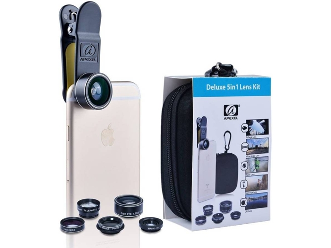 Kit Lentes APEXEL 5 en 1 Negro
