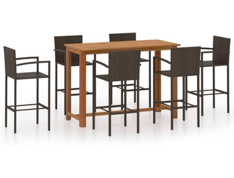 Conjunto 7 Conjunto de bar para jardín VIDAXL marrón