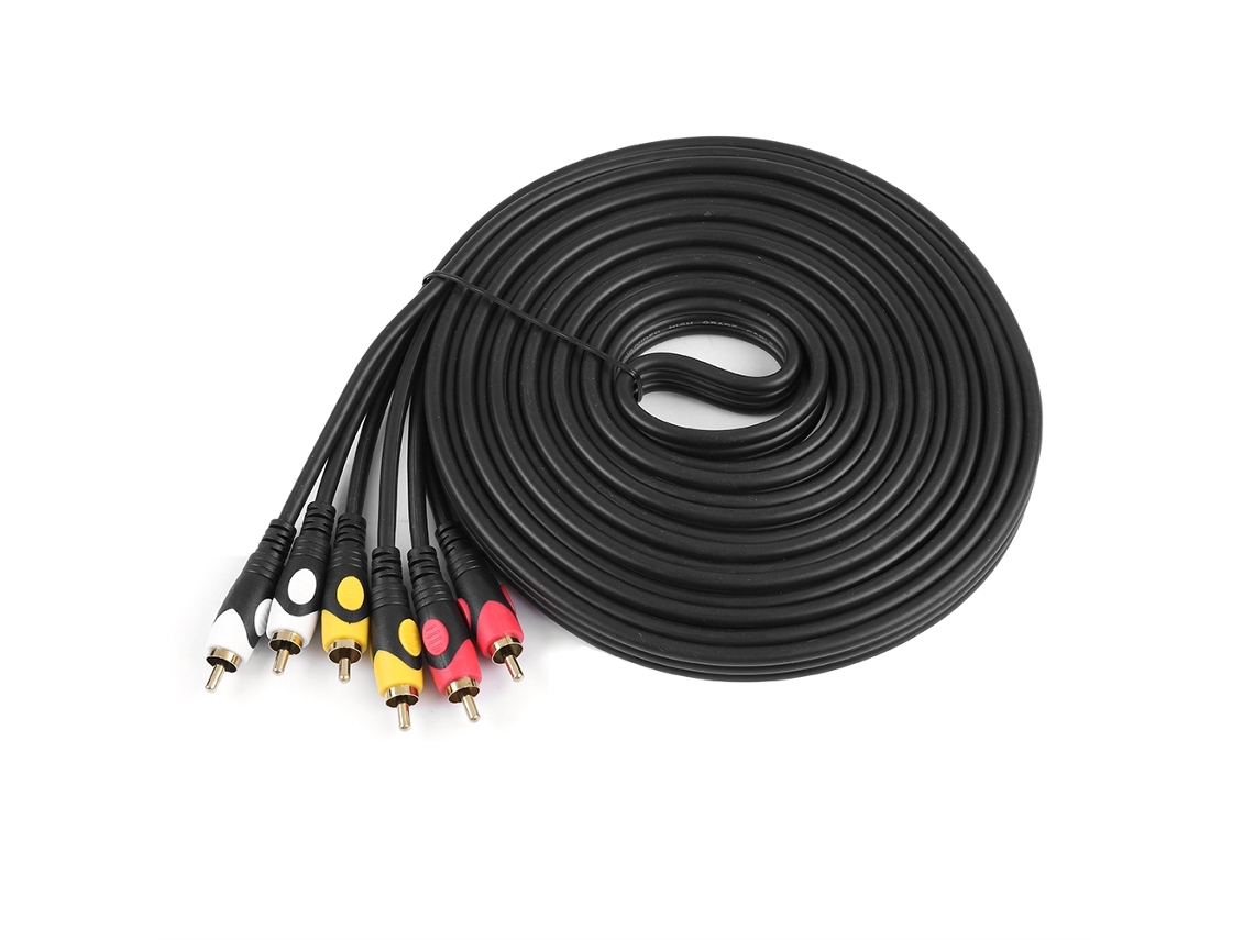 Cable de vídeo y audio HD bicolor de 5 m para juegos, DVD, CD, receptor y TV
