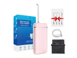 Irrigador Bucal Portátil 3 Modos Depósito De Agua 140ml 4 Boquillas Rosa Gertiz
