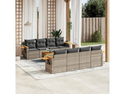 Pcs Conjunto Sofás P/ Jardim Com Almofadões Vime Pe Cinzento Dkd Home Decor