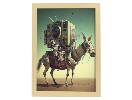 NACNIC Poster Burro En Estilo Surrealismo Cinematográfico Ilustraciones Y Grabados De Historieta Abstracta Y Artística A4 Marcos Madera