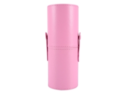 Caja De Cuero Pu Rosa Para Guardar Pinceles De Maquillaje Portátil Y Redonda Vante
