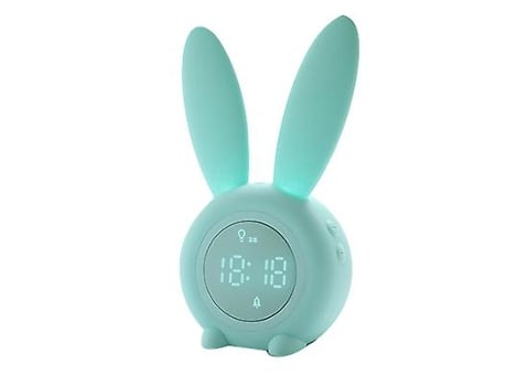 Desktop LED Reloj electrónico Dibujos animados conejo despertador reloj con la luz de la noche de respiración (verde)