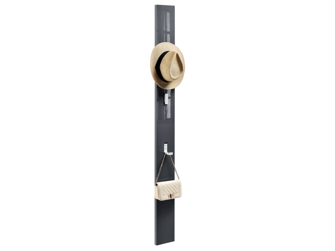 Perchero de pared Hansnes con 3 ganchos plegables, 165 cm, gris, [EN.CASA]