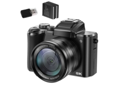 Cámara Digital Szsmart Dc226 Pantalla De 3,2 Pulgadas Hd 8k 88 Mp Zoom 16x Wifi Para Youtube Vlogging (lector De Tarjetas - 2 Baterías - Negro)