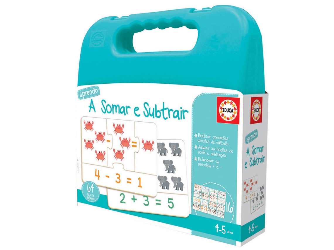 Juego Educativo EDUCA Aprendo Sumar y Restar PT (Edad Mínima: 4 Años - 25 x 25,7 x 6 cm)