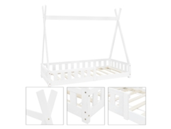 Cama infantil tipi ML-Design 80x160 cm color blanco con protección anticaída y somier