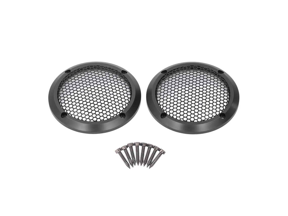 2 Cubiertas Redondas De Rejilla Negra Para Altavoces Con 8 Tornillos, Diámetro Exterior De 97 Mm. Protector Para Coche.