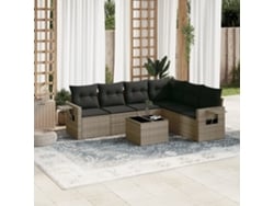 Conjunto de sofás de jardín de 7 piezas DKD Home Decor con cojines de mimbre gris