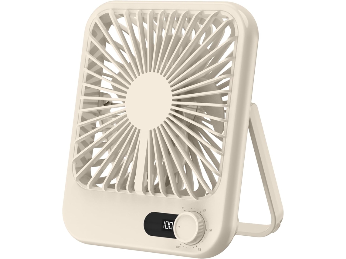 Ventilador De Escritorio Portátil Recargable Por Usb Con Pantalla Digital De Potencia, 100 Velocidades Ajustables (amarillo)
