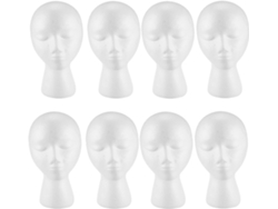 8 Maniquíes De Espuma Para Pelucas Y Sombreros, Soporte Blanco