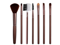 Juego de 7 pinceles de maquillaje profesionales para rostro, sombra de ojos y delineador, color marrón Gusshious