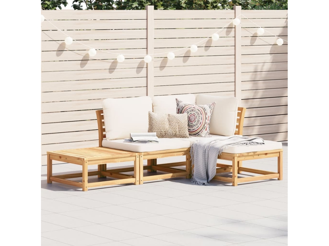 Conjunto de salón de 4 piezas con cojines de acacia y manzano Dkd Home Decor