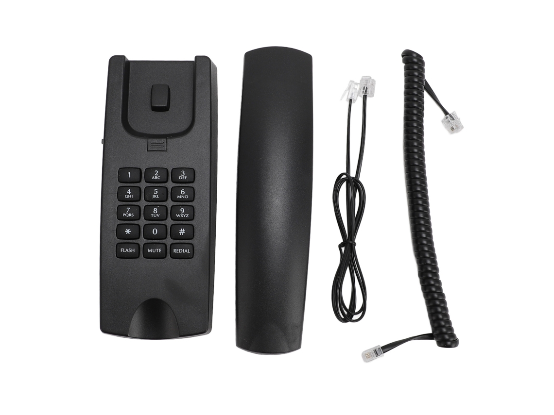 Teléfono Fijo Negro De Pared Para Oficina Y Hotel Con Control De Volumen, Silencio Y Marcado Rápido