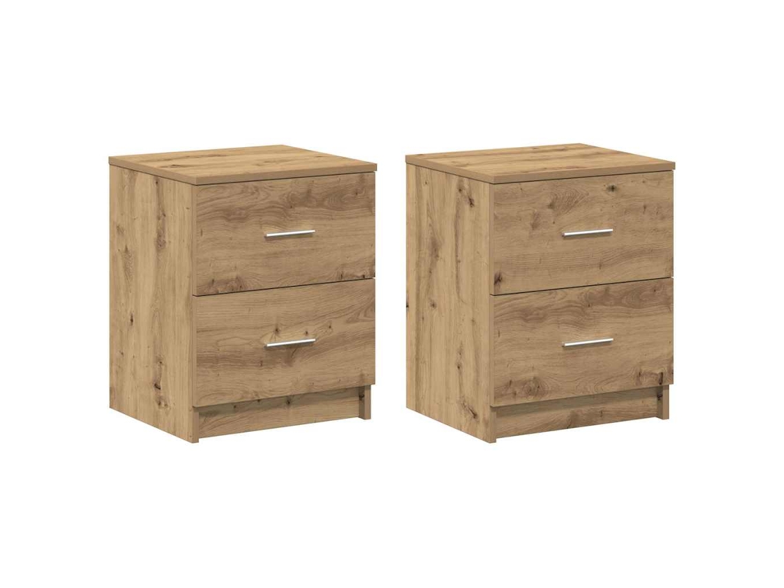 Maison Exclusive - Mesitas De Noche (2 Unidades) Con 2 Cajones, Roble Artesanal, 40x36x50 Cm