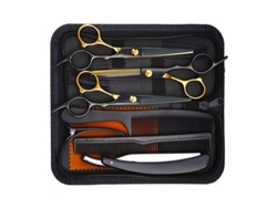 Kit De Tesoura De Corte De Cabelo De 9 Peças Uso Em Salão De Beleza E Barbeiro Digitallab 6 Polegadas Preto Dourado