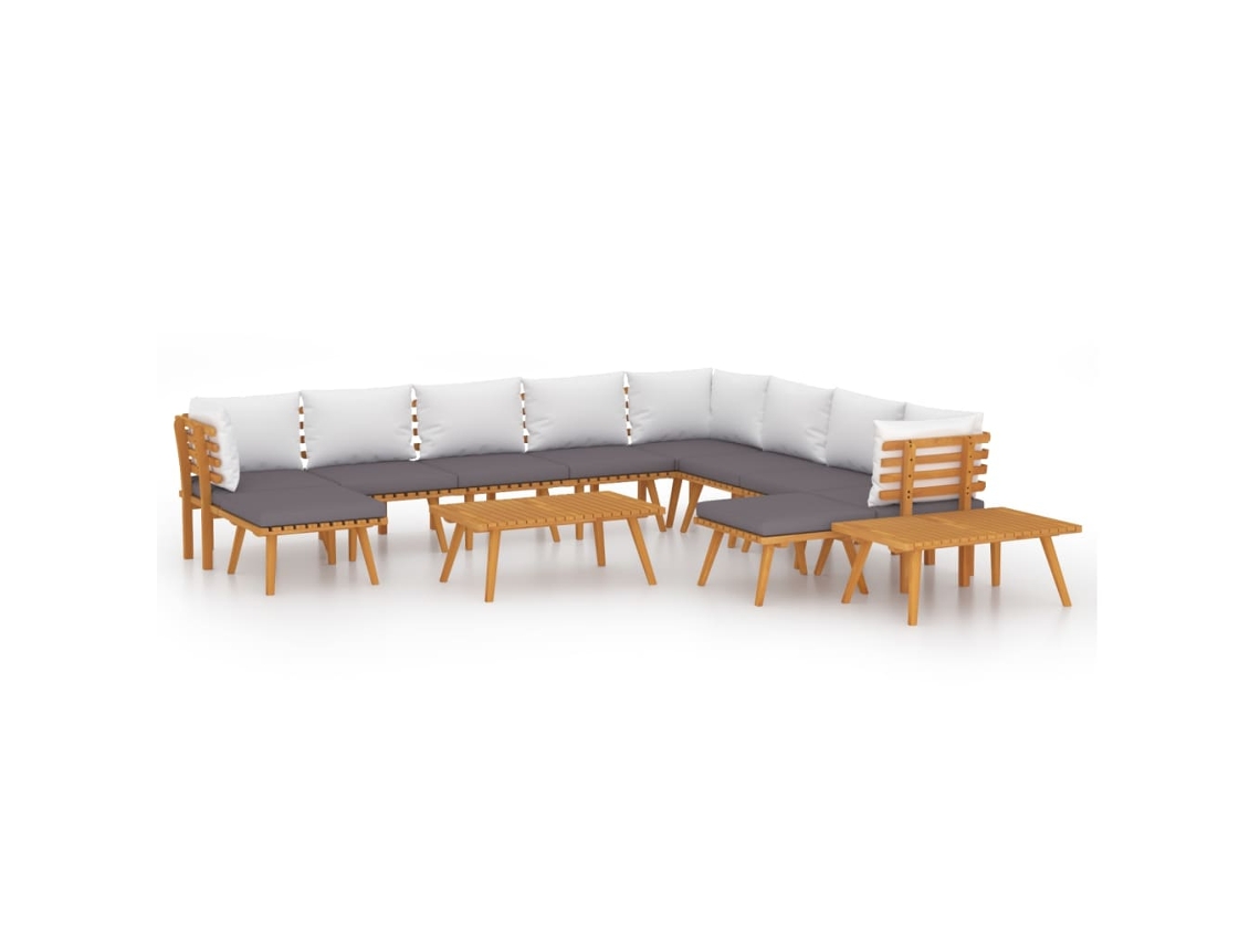 Maison Exclusive - Juego Muebles De Jardín Y Cojines 12 Pzas Madera Maciza Acacia