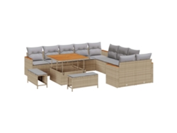 Maison Exclusive - Conjunto De Sofás De Jardín 13 Pcs Beige Ratán Sintético