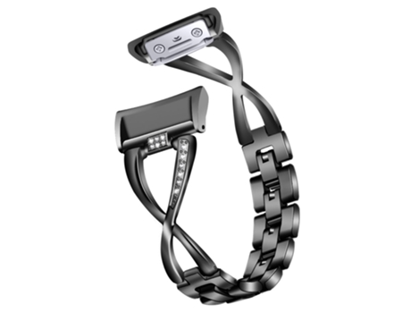 Correa de aleación de zinc aleación de zinc forma de x con diamante para Samsung Gear Fit2 - negro