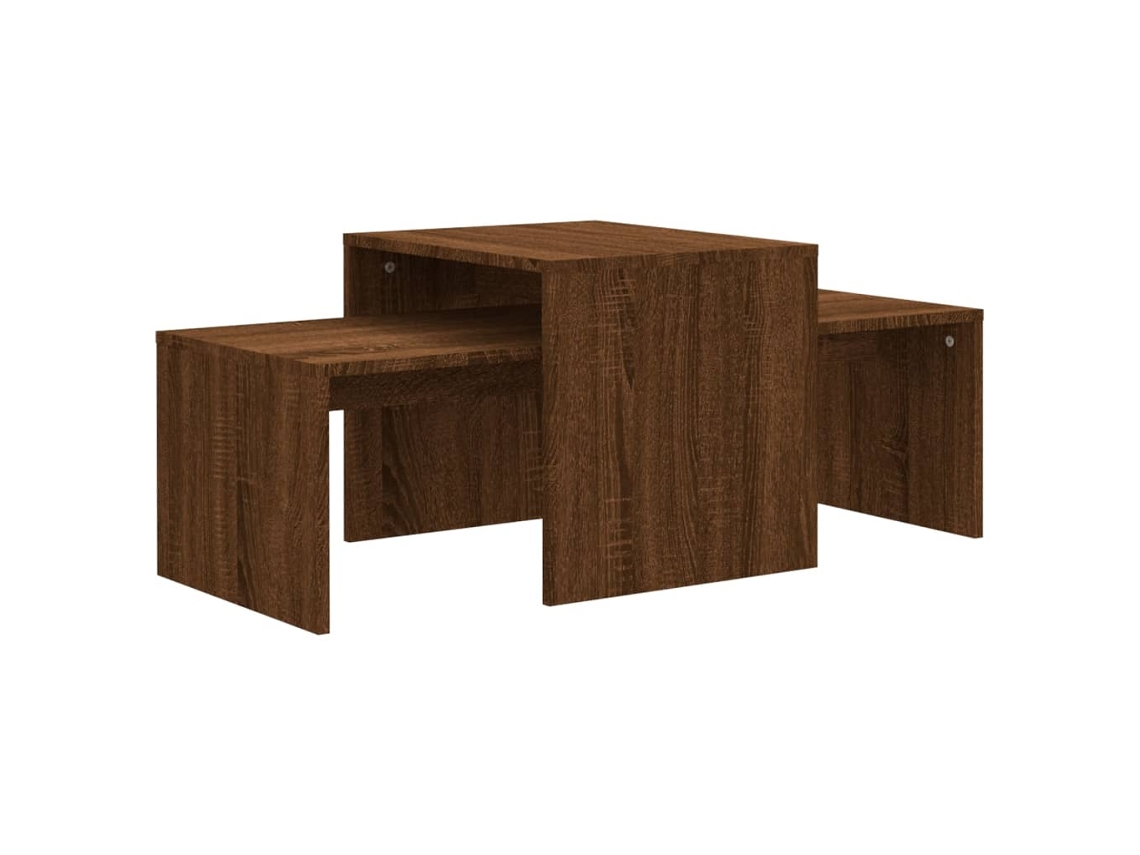 Juego de dos mesas de centro apilables o individuales, 100 x 48 x 40 cm, madera industrializada marrón, Dec031278