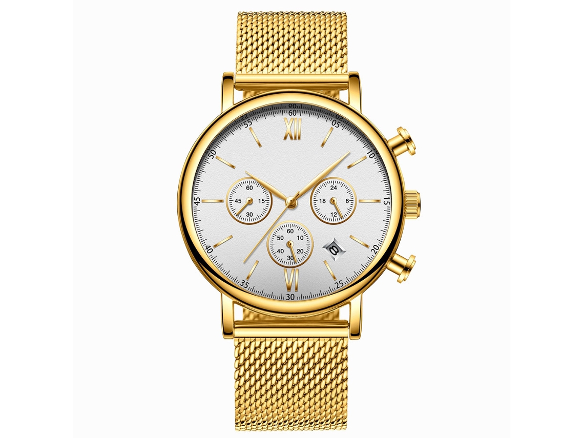 Reloj De Cuarzo Con Correa De Malla Resistente Al Agua Para Hombre De Biden