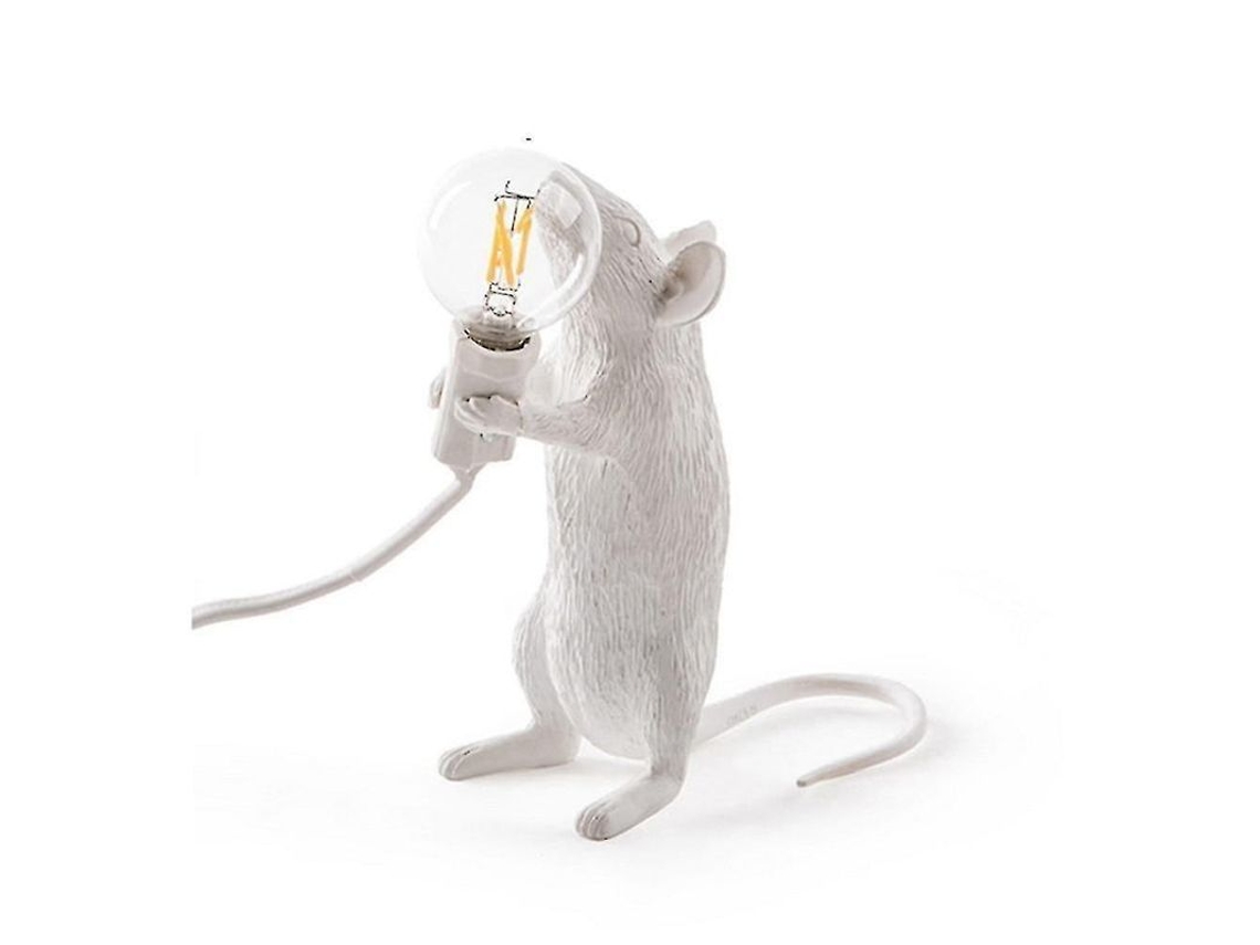 2026-lámpara De Mesa Ratón Animal Blanca Resina Cristal Moderna Regalo Navidad Niños Enchufe De La Ue Blanco C