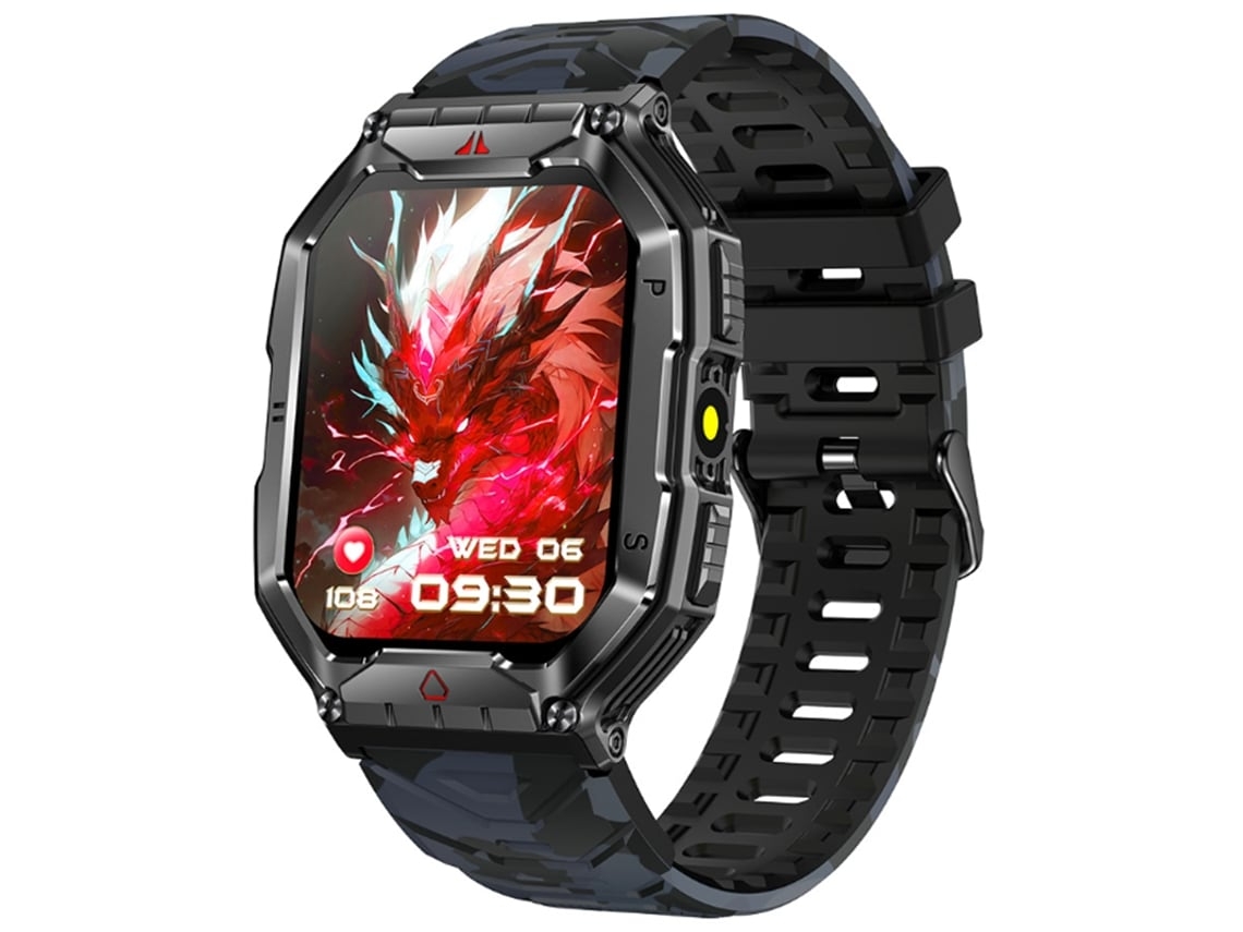 Reloj inteligente militar para hombre con linterna LED, resistente, de 2,01", resistente al agua hasta 3 ATM, con más de 100 modos y canales.