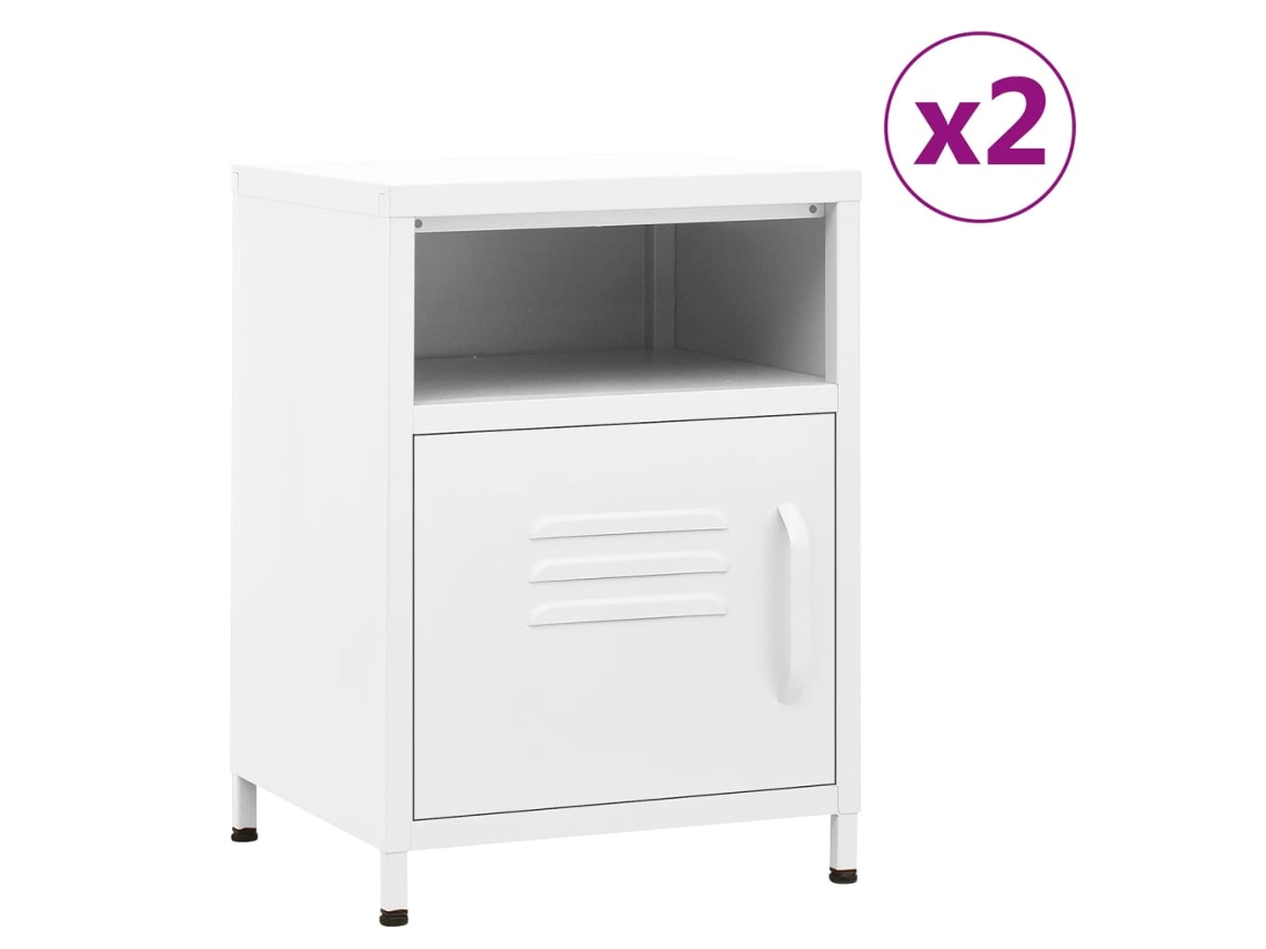 Mesitas de Noche LOVELY HOME Mesinha 2 Pcs 35X35X51 Cm Aço Cor Branco