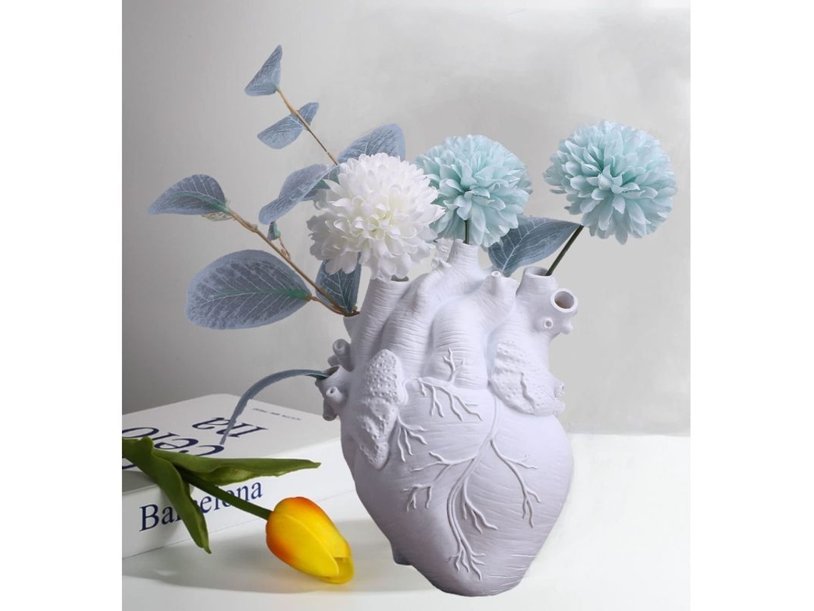 2026-vaso Anatomico Corazon Creativo Para Flores Escultura Personalizada Para Sala De Estar Blanco