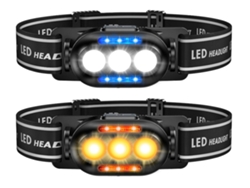 Linterna Frontal Led con Sensor Recargable USB Linterna Frontal de 4 Modos con Rojo Ip4 Impermeable Negro TURMIN